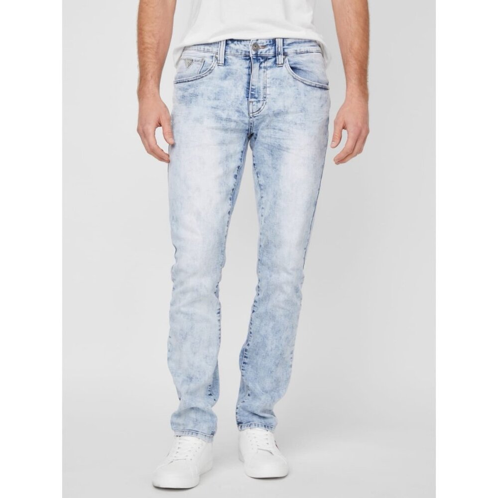 Guess Men's Halsted Medium Rise Slim Tapered Jeans Light Blue Denim Size 31X32